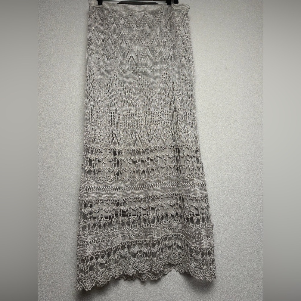Chico's crochet Maxi Skirt in Light Gray